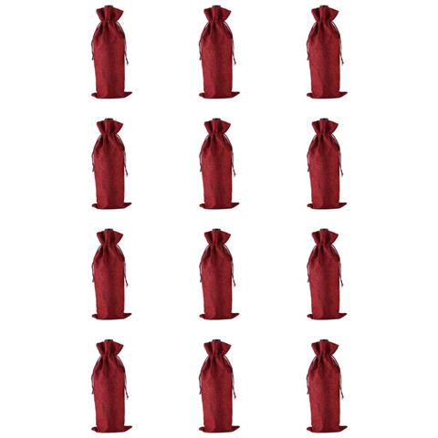Confezione Da 12 Sacchetti Di Iuta Con Coulisse - Sacchetti Regalo Rustici Per Bottiglie Da 750ml Red - Foto 1