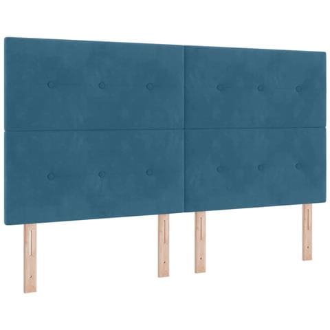 Letto a Sorgente LED Blu Scuro 180 x 200 cm Tessuto - Foto 1