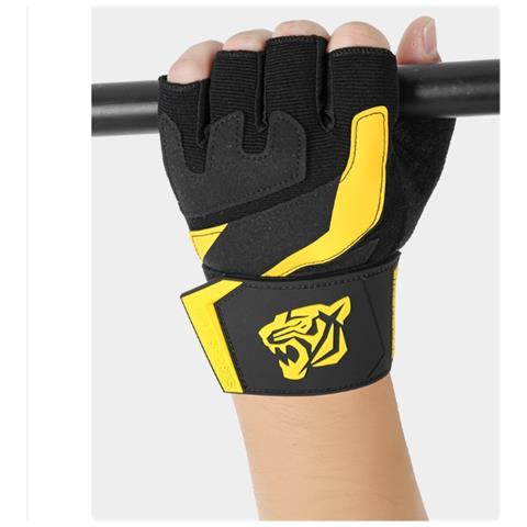 Guanti Protettivi Professionali Da Fitness - Mezze Dita, Antiscivolo, Assorbi-urti Con Supporto Per Il Polso Yellow Xl - Foto 2