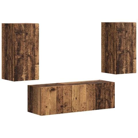 Set di Mobiletto da TV a Parete 4 pcs Legno vecchio - Foto 1