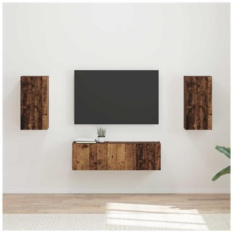 Set di Mobiletto da TV a Parete 4 pcs Legno vecchio - Foto 2
