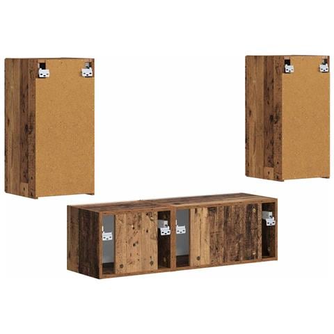 Set di Mobiletto da TV a Parete 4 pcs Legno vecchio - Foto 9