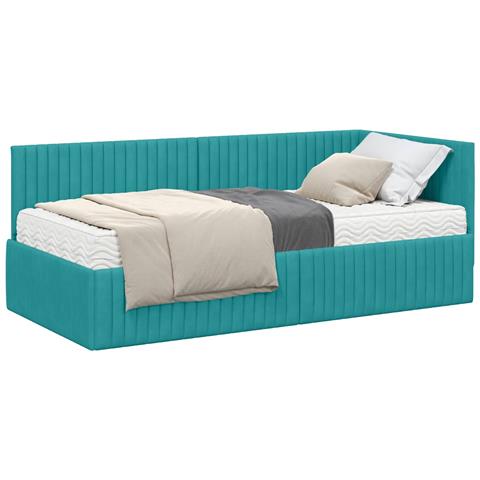 Struttura Letto Angolare con Materasso 2 pcs Turchese Velluto - Foto 1