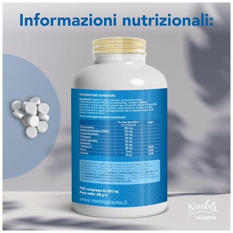 Glucosamina Advanced 700 Compresse - Glucosamina, MSM, Condroitina, Collagene, Acido Ialuronico e Boswellia - Benessere Articolare, Cartilagini e Mobilità - Foto 2