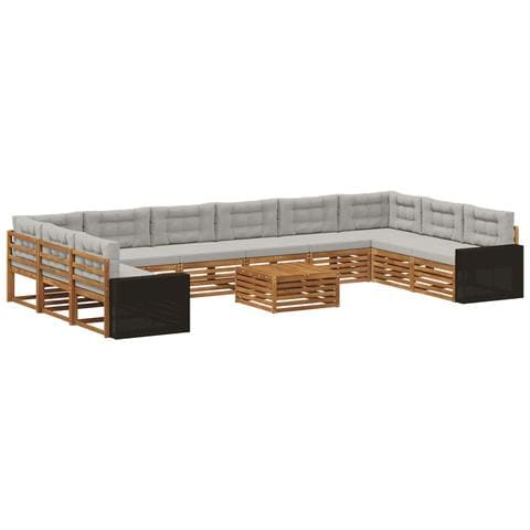 Set divani con cuscino 11 pcs Legno di Acacia Massello - Foto 1