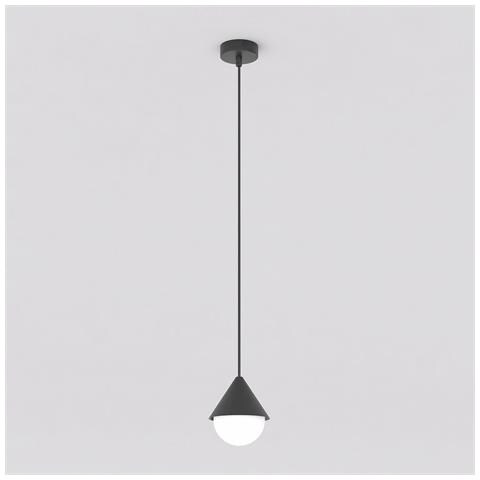 Lampada A Sospensione Giro In Acciaio Nero E Vetro - Foto 1
