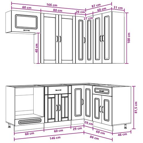 Unità Cucina KALMAR 8 pcs Nero Legno ingegnerizzato - Foto 9