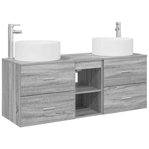 Set di mobili per il bagno 3 pz Sonoma grigio - Foto 1