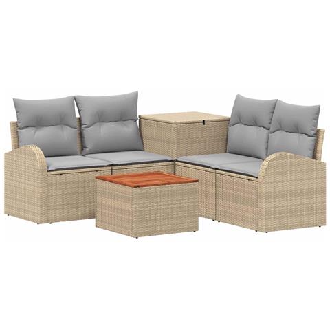 Set di divani 6 pz Beige e Grigio Chiaro - Foto 1