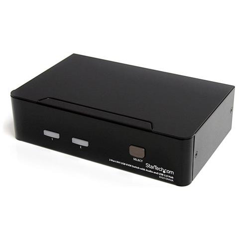 Switch KVM DVI USB 2 porte, con audio e hub USB 2.0 - Foto 1