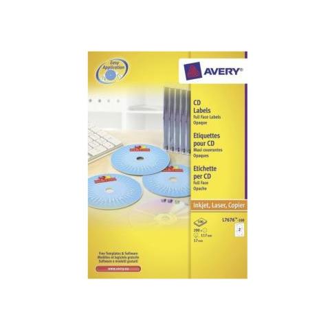 Zweckform L7676-100 Conf 200 Etichette Per Cd / dvd Diametro 117 Mm Autoadesive Bianco Opaco - Foto 1