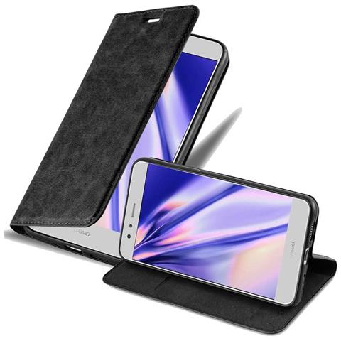 Custodia Compatibile Con Huawei P10 Lite In Nero Di Notte - Coperchio Protettiva Con Chiusura Magnetica, Funzione Stand E Tasca Per Le Carte - Foto 1