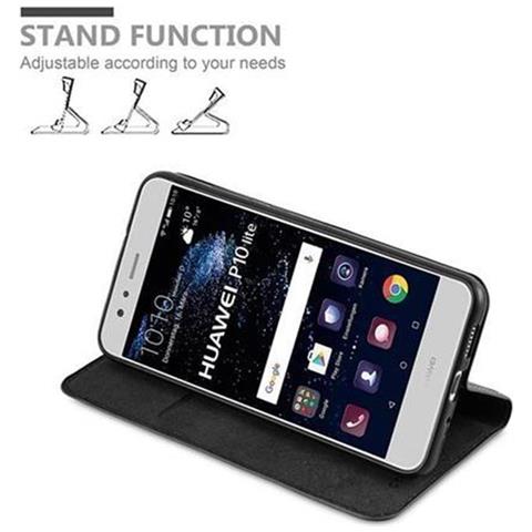 Custodia Compatibile Con Huawei P10 Lite In Nero Di Notte - Coperchio Protettiva Con Chiusura Magnetica, Funzione Stand E Tasca Per Le Carte - Foto 5
