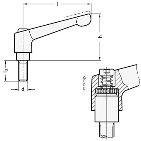Ganter Norm Elementi Regolabili Leva Di Bloccaggio Con Filettatura, 1 pezzi, Nero / strukturmatt, Gn 300 - 78 m10 - 63-sw - Foto 2