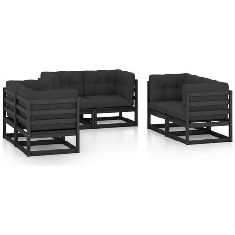 Set Divani Da Giardino 6 Pz Con Cuscini Legno Massello Di Pino - Foto 1