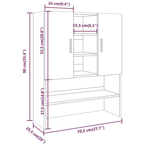 Mobile Per Lavatrice Rovere Fumo 70,5x25,5x90 Cm - Foto 10