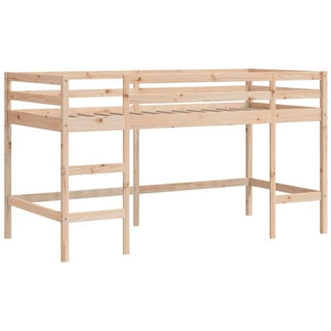 Letto A Soppalco Con Tende Bambini Bianco E Nero 80x200 Cm Pino - Foto 2