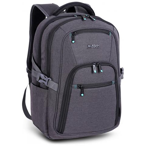 HTE17UF zaino Zaino da viaggio Nero, Grigio Rete, Poliestere, Plastica riciclata, Acciaio - Foto 1