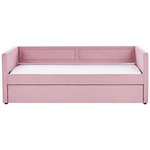 Letto Estraibile Velluto A Coste Mimizan 90 X 200 Cm Rosa - Foto 12