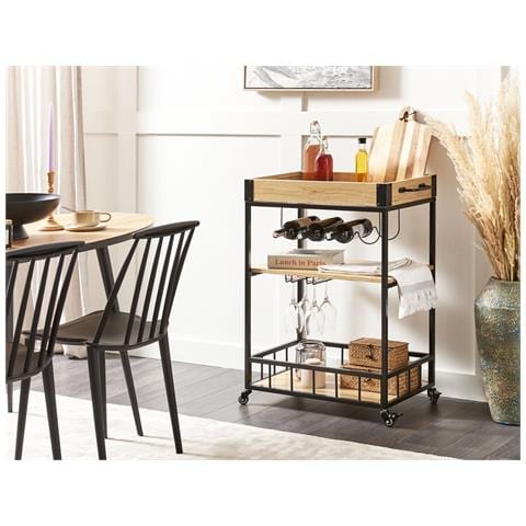 Carrello Da Cucina Marrone Chiaro E Nero Hullet - Foto 1