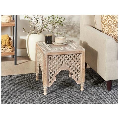 Tavolino Legno Di Mango Chiaro 40 X 40 Cm Kadma - Foto 1