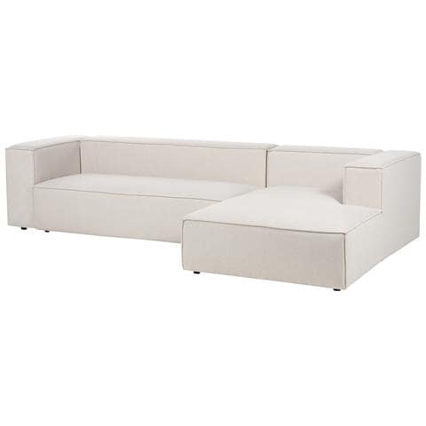 Divano Angolare 3 Posti Vernon Tessuto Beige Chiaro Lato Sinistro - Foto 2