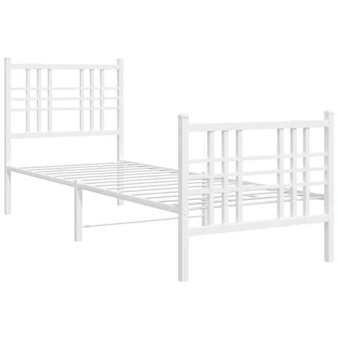 Giroletto Con Testiera E Pediera Metallo Bianco 80x200 Cm - Foto 2