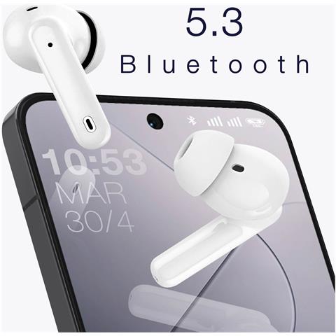 Auricolari Wireless Riduzione Rumore Anc Ricarica Senza Fili, Bianco - Foto 5