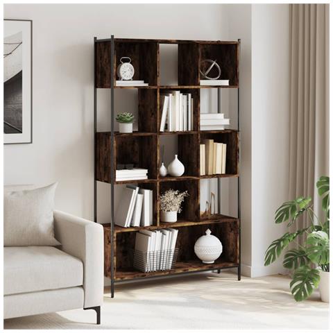 Libreria Rovere Fumo 102x28x172 Cm In Legno Multistrato - Foto 3