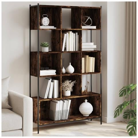 Libreria Rovere Fumo 102x28x172 Cm In Legno Multistrato - Foto 1