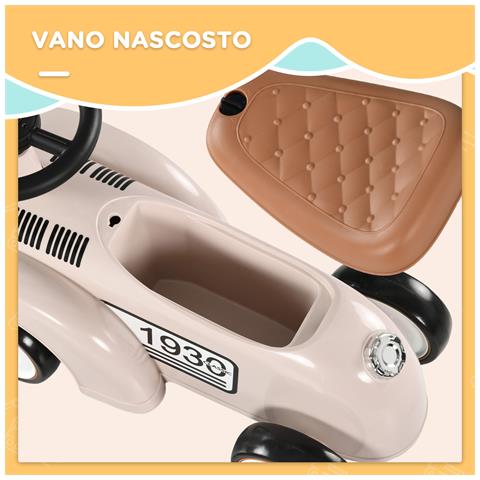 Macchina Per Bambini 12-36 Mesi Con Clacson E Vano Portaoggetti A Scomparsa, In Pp E Metallo, 58x27x35 Cm - Foto 6