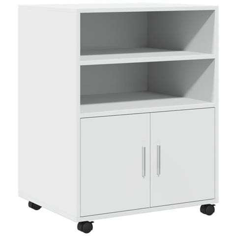 Mobiletto Con Ruote Bianco 60x48x81 Cm In Truciolato - Foto 2