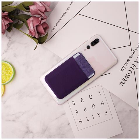 Adesivo Tascabile Porta Carte Per Cellulare In Lycra Elastica Per Il Retro Del Telefono Blue - Foto 2