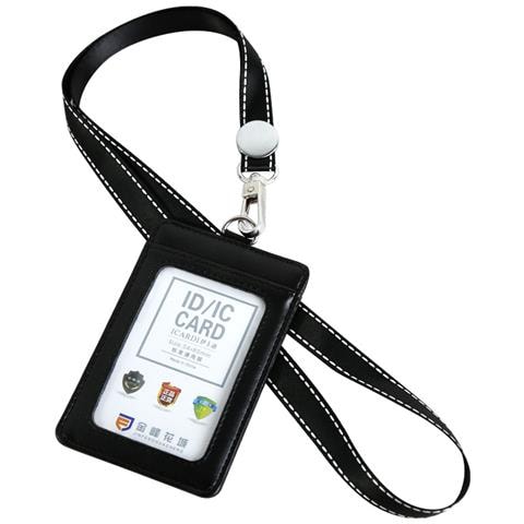 Porta Carte D'identità Verticale In Vera Pelle Con Laccetto Black - Foto 1