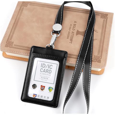 Porta Carte D'identità Verticale In Vera Pelle Con Laccetto Black - Foto 2