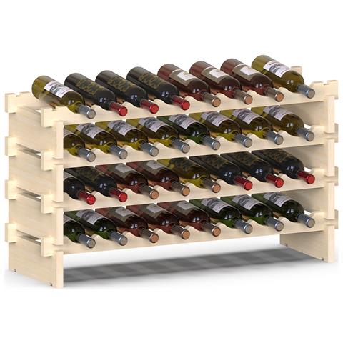 Cantinetta Portavino In Legno Naturale Con 32 Scomparti Vino Bar Portabottiglie - Foto 1