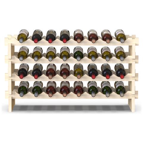 Cantinetta Portavino In Legno Naturale Con 32 Scomparti Vino Bar Portabottiglie - Foto 5