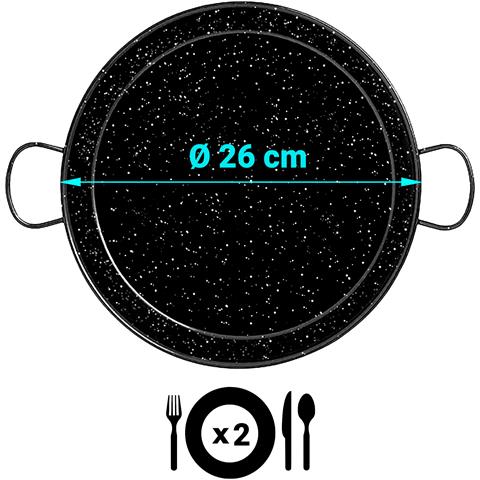 Levante Padella Per Paella Induzione 26 Cm Acciaio Smaltato, Paellera Per 2 Porzioni Nero - Foto 2