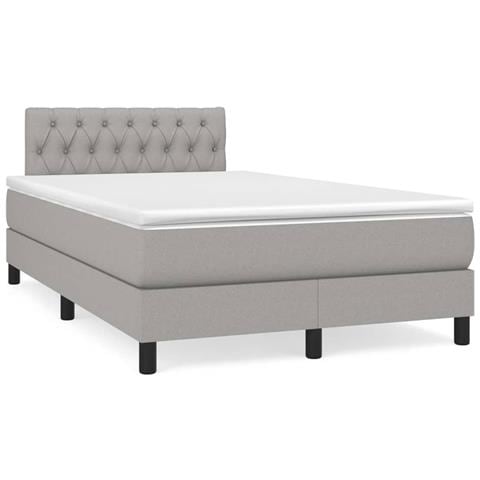 Letto a Molle Materasso e LED Grigio Chiaro 120x190 cm Tessuto - Foto 10