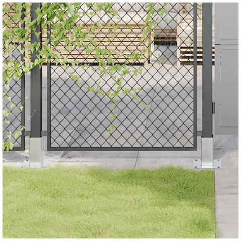 Basi per Pali Quadrate 4 pz Argento 61x61 mm in Acciaio Zincato - Foto 1
