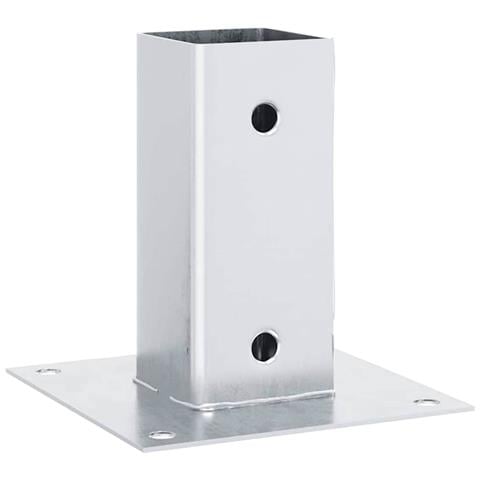 Basi per Pali Quadrate 4 pz Argento 61x61 mm in Acciaio Zincato - Foto 2