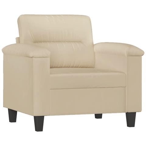 Set Divani 3 Pz Con Cuscini Crema In Tessuto Microfibra - Foto 3