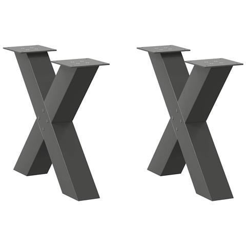 Gambe Tavolino Caffè A X 2 Pz Antracite 50x(42-43) Cm Acciaio - Foto 1
