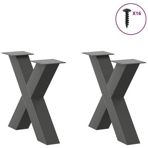 Gambe Tavolino Caffè A X 2 Pz Antracite 50x(42-43) Cm Acciaio - Foto 3