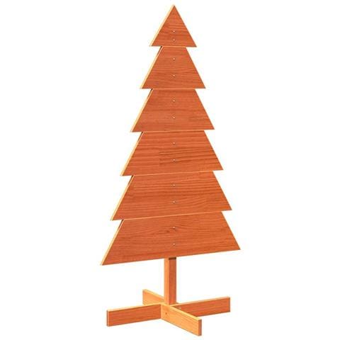 Albero Di Natale Marrone Cera 120 Cm In Legno Massello Di Pino - Foto 2
