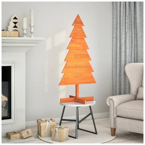 Albero Di Natale Marrone Cera 120 Cm In Legno Massello Di Pino - Foto 1