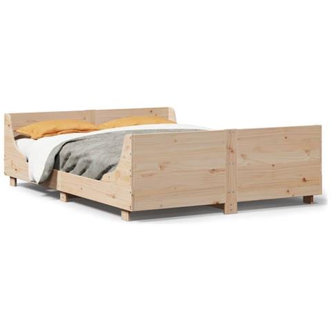 Letto Senza Materasso 150x200 Cm In Legno Massello Di Pino - Foto 2