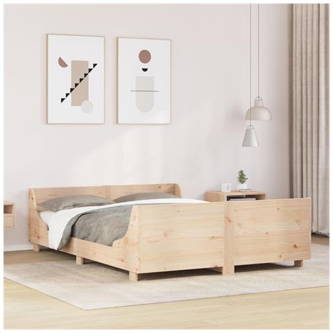 Letto Senza Materasso 150x200 Cm In Legno Massello Di Pino - Foto 1