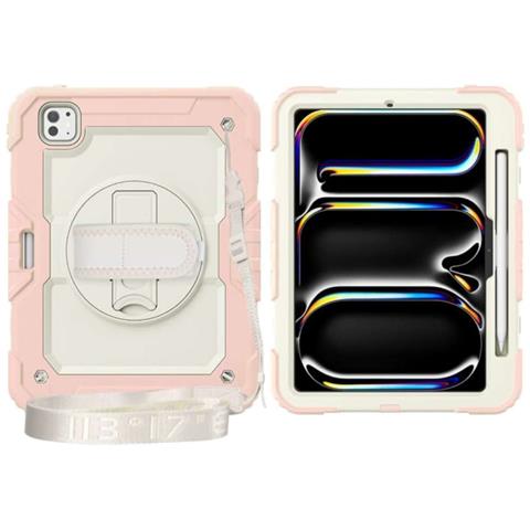 Custodia Per Ipad Pro 11"" Con Supporto Rotante E Cinghia, Elegante Rosa Rel. - Foto 4