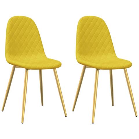 Sedie Da Pranzo 2 Pz Giallo Senape In Velluto - Foto 1